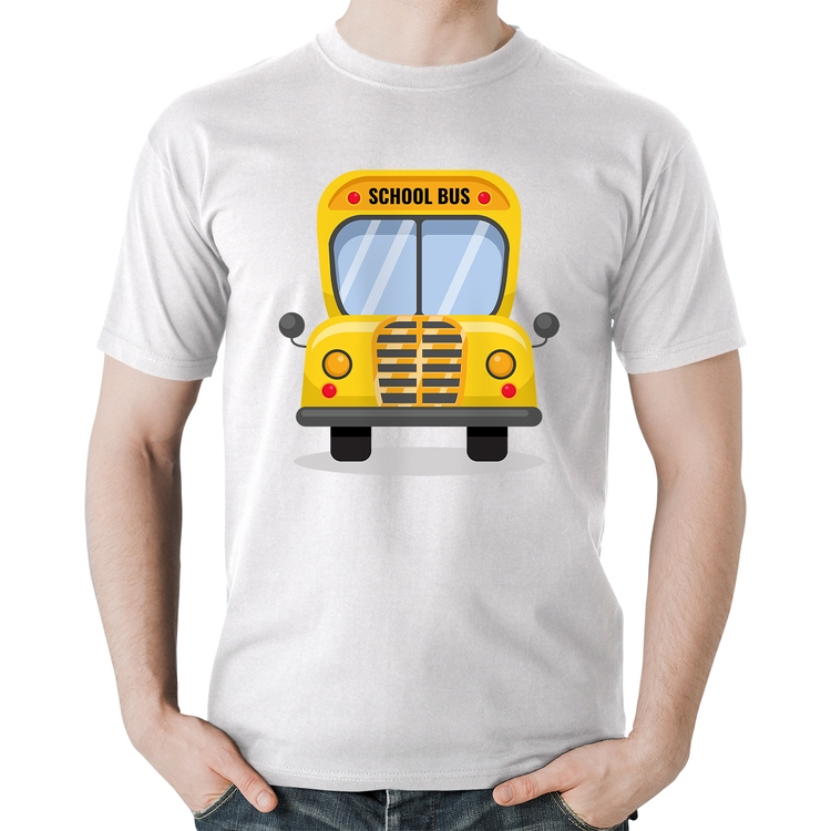 Camiseta Algodão Ônibus Escolar - Branca