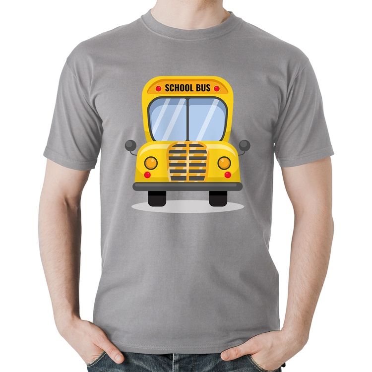 Camiseta Algodão Ônibus Escolar - Cinza