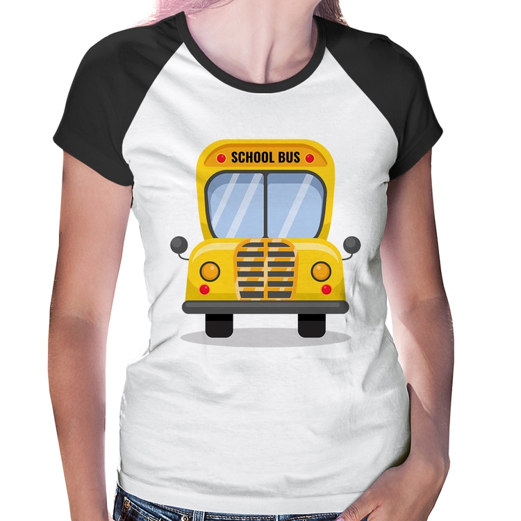 Baby Look Raglan Ônibus Escolar