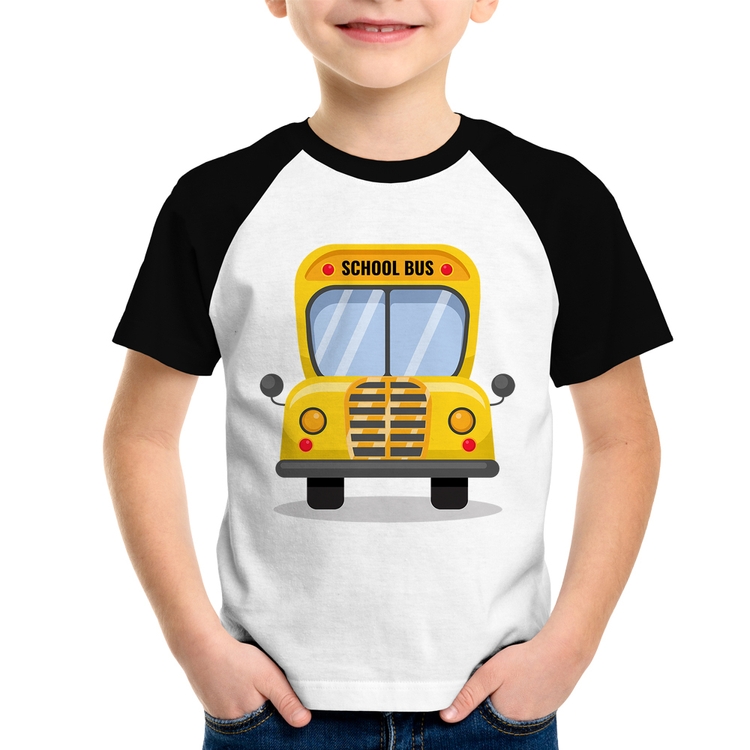 Camiseta Raglan Infantil Ônibus Escolar