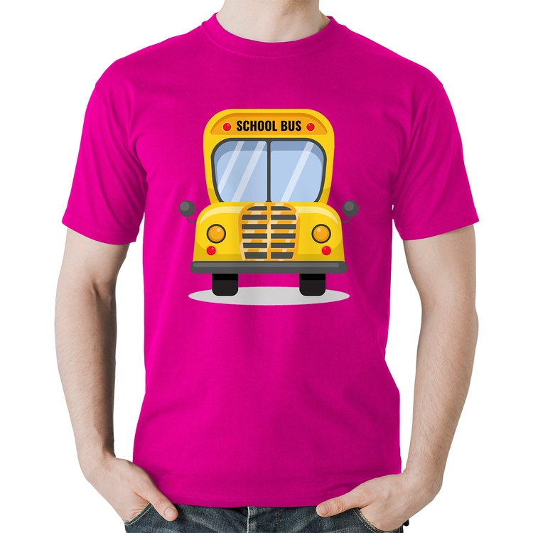 Camiseta Algodão Ônibus Escolar - Rosa