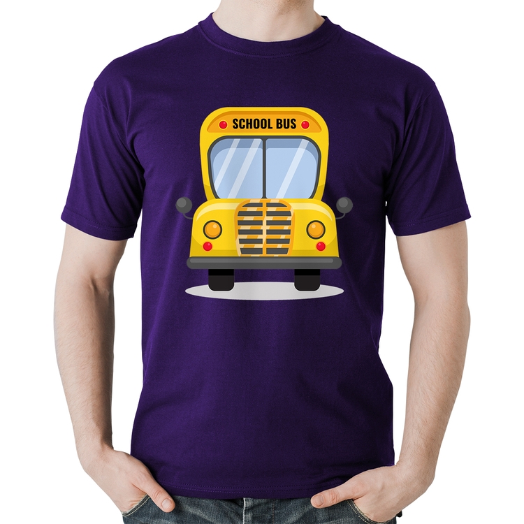 Camiseta Algodão Ônibus Escolar - Roxa