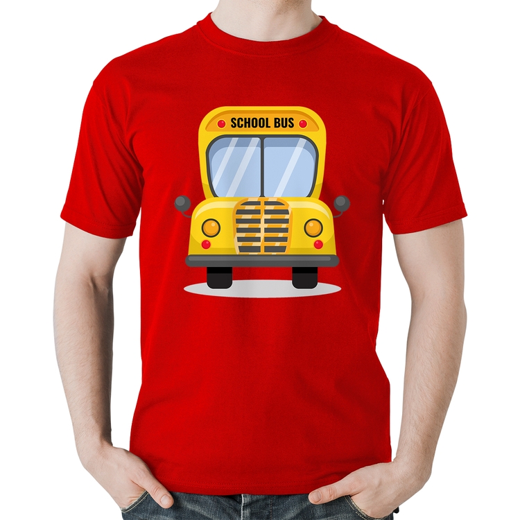 Camiseta Algodão Ônibus Escolar - Vermelha