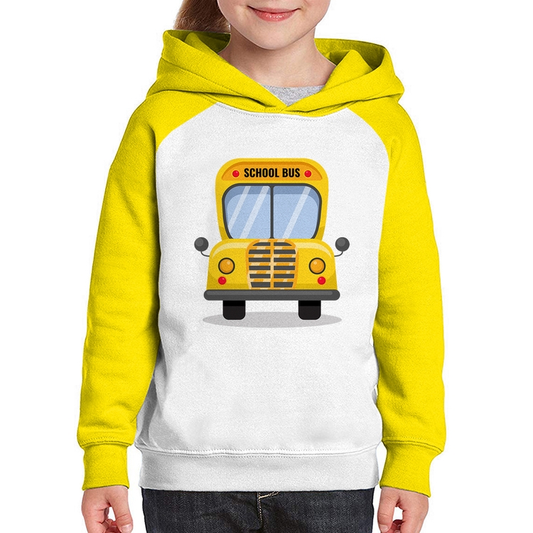 Moletom Infantil Ônibus Escolar - Branco/Amarelo