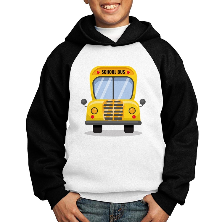 Moletom Infantil Ônibus Escolar - Branco/Preto