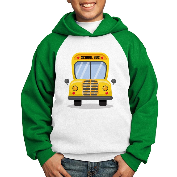 Moletom Infantil Ônibus Escolar - Branco/Verde