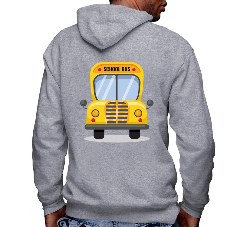 Blusa Moletom Ônibus Escolar Masculina com Capuz e Zíper - Mescla