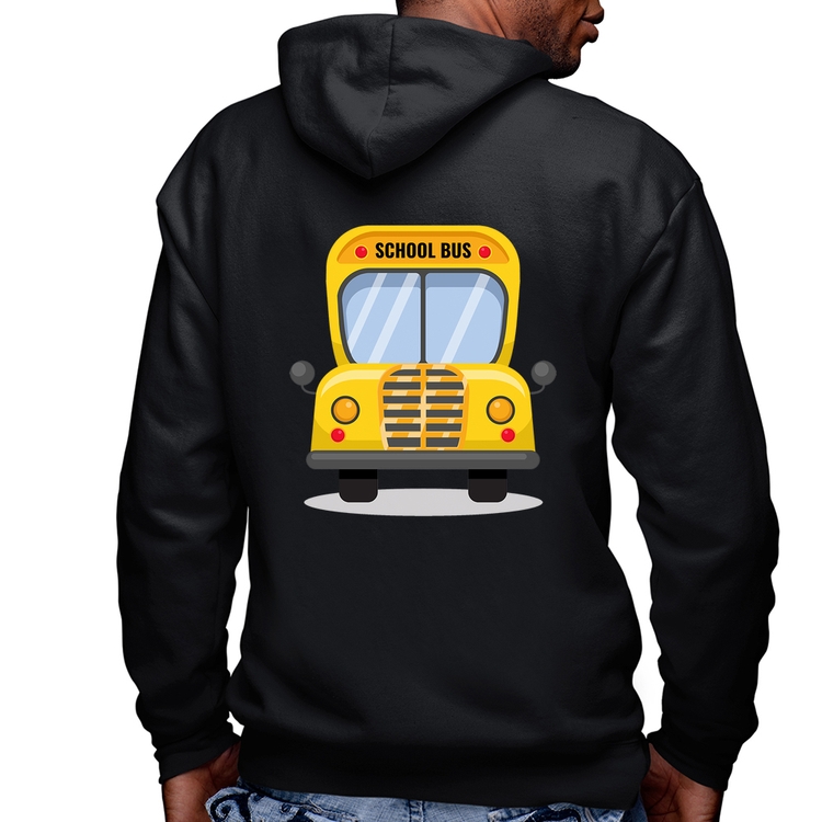 Blusa Moletom Ônibus Escolar Masculina com Capuz e Zíper