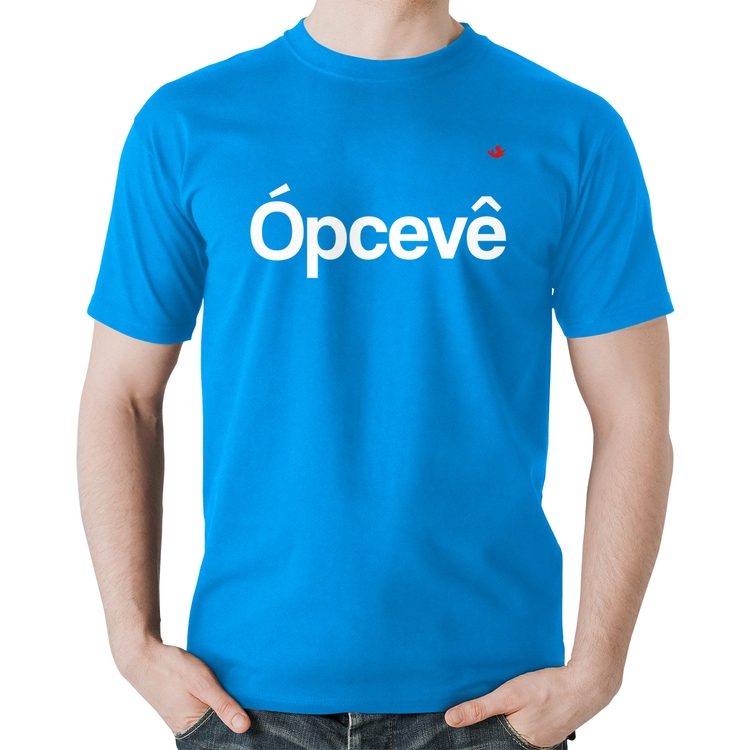 Camiseta Algodão Ópcevê - Azul