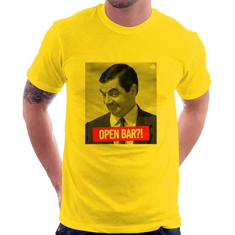 Camiseta Open Bar?! - Amarela