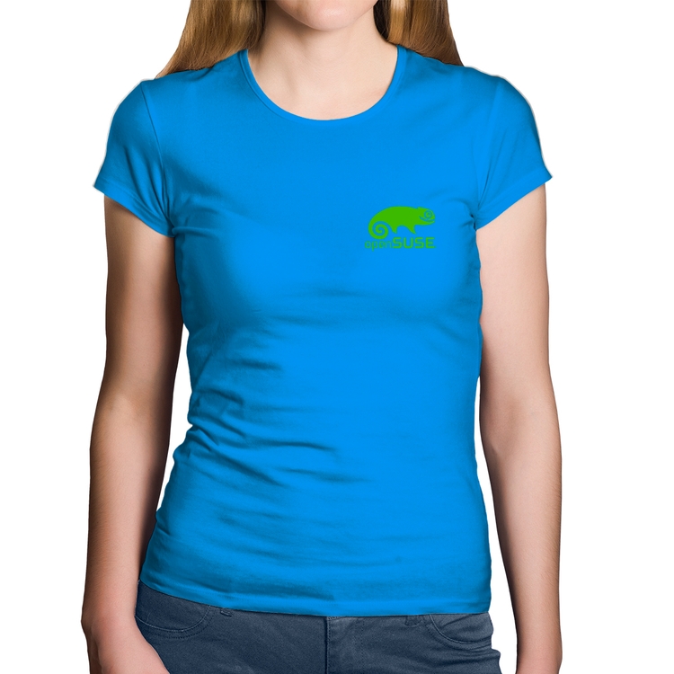 Baby Look Algodão openSUSE Linux - Azul