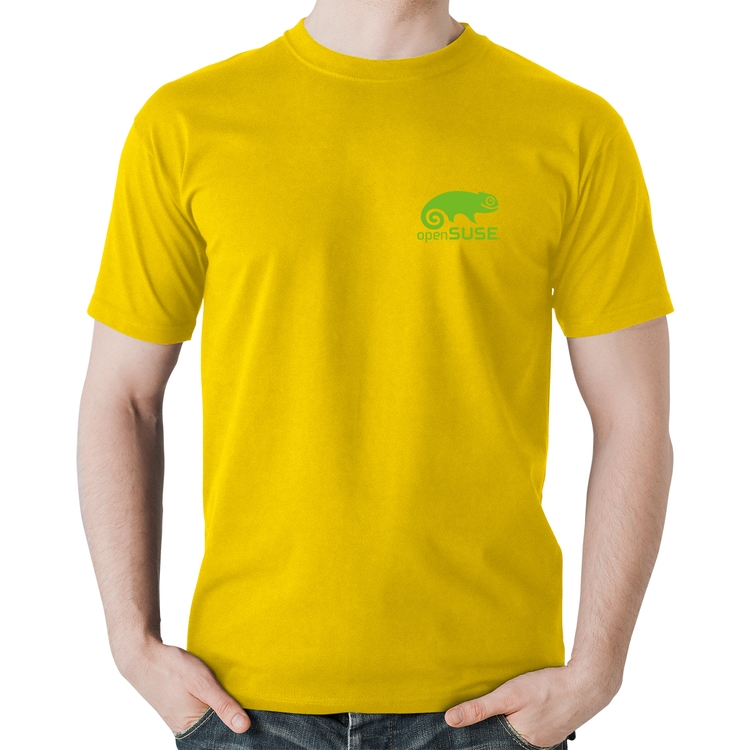 Camiseta Algodão openSUSE Linux - Amarela