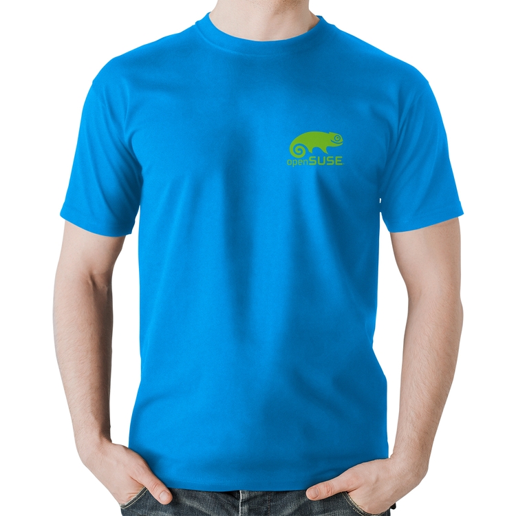 Camiseta Algodão openSUSE Linux - Azul