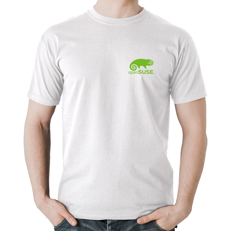 Camiseta Algodão openSUSE Linux - Branca
