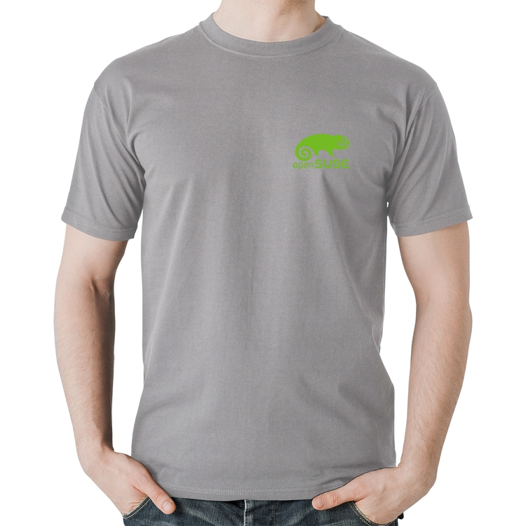 Camiseta Algodão openSUSE Linux - Cinza