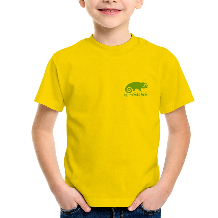 Camiseta Infantil openSUSE Linux - Amarela