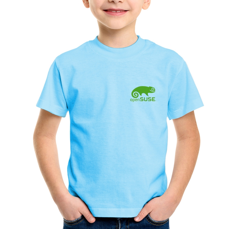Camiseta Infantil openSUSE Linux - Azul Bebê