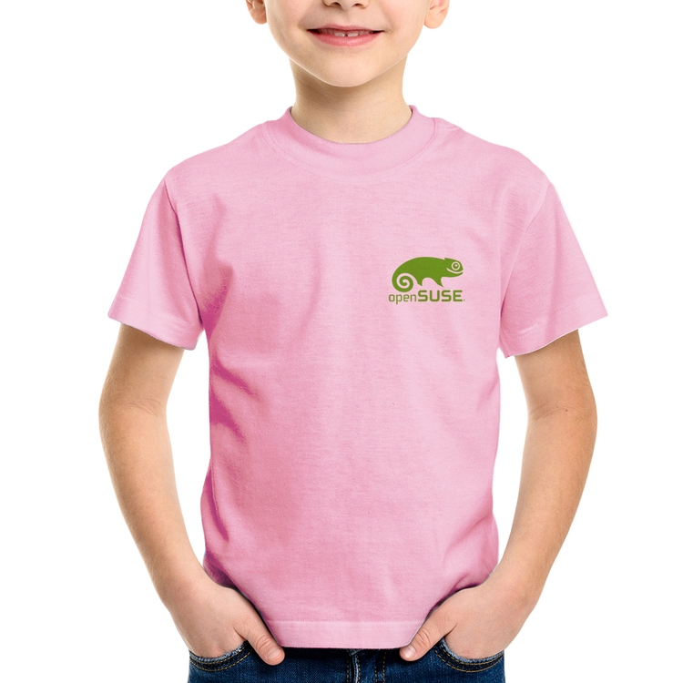 Camiseta Infantil openSUSE Linux - Rosa Bebê
