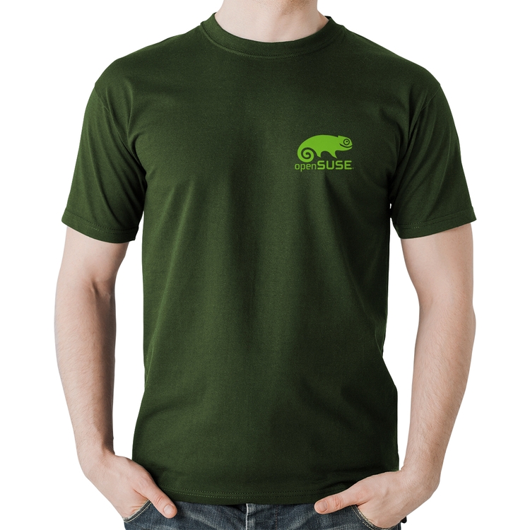 Camiseta Algodão openSUSE Linux - Musgo