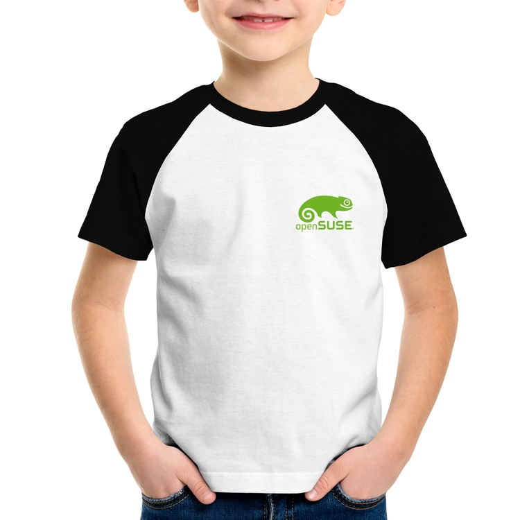 Camiseta Raglan Infantil openSUSE Linux