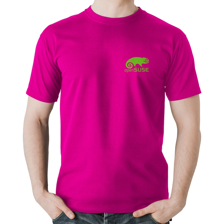 Camiseta Algodão openSUSE Linux - Rosa