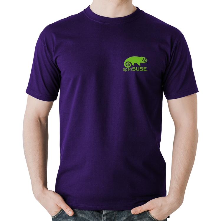 Camiseta Algodão openSUSE Linux - Roxa