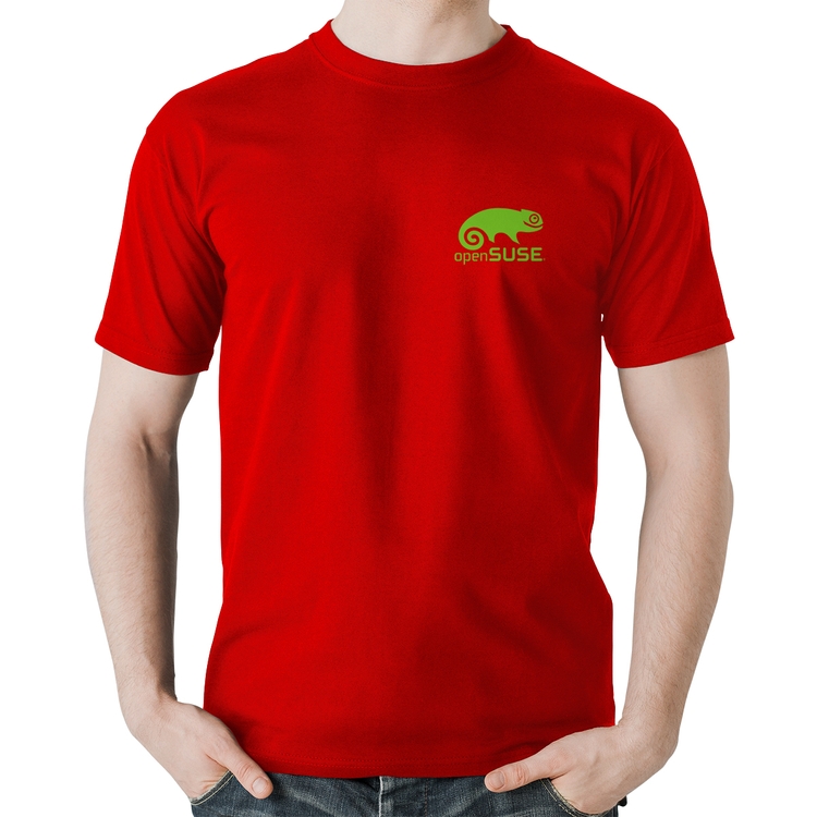 Camiseta Algodão openSUSE Linux - Vermelha