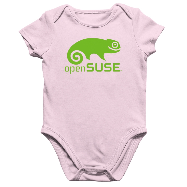 Body Bebê Algodão openSUSE Linux Logo - Rosa Bebê