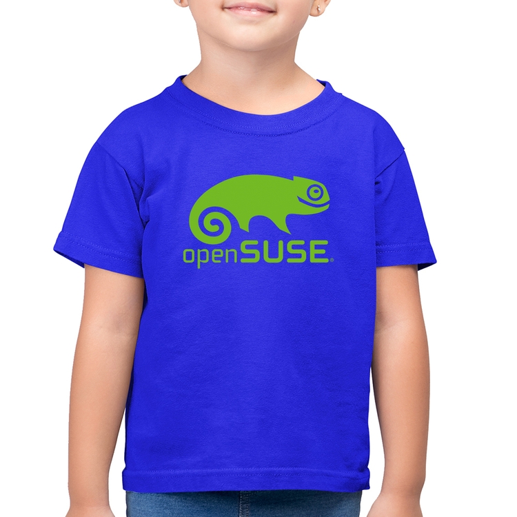 Camiseta Algodão Infantil openSUSE Linux Logo - Azul Royal