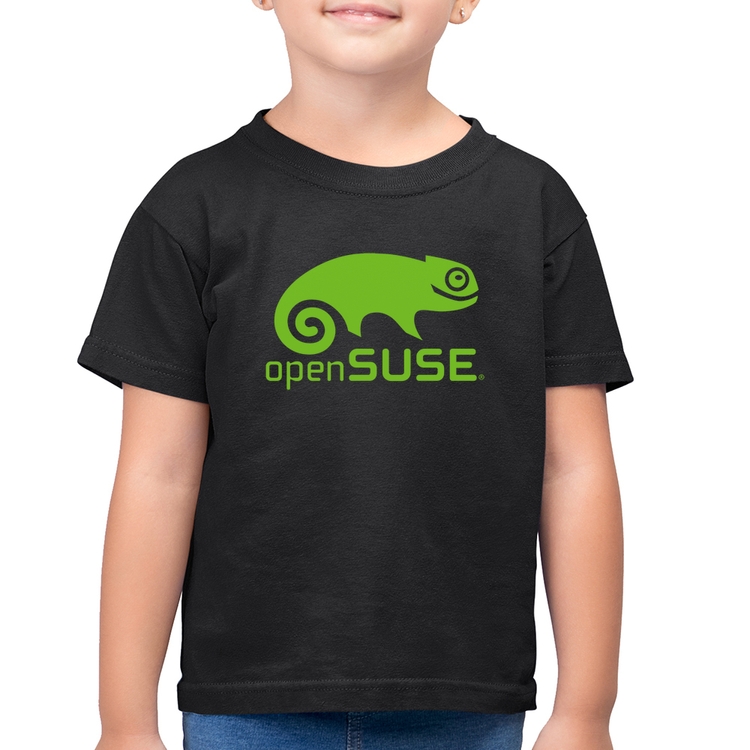 Camiseta Algodão Infantil openSUSE Linux Logo