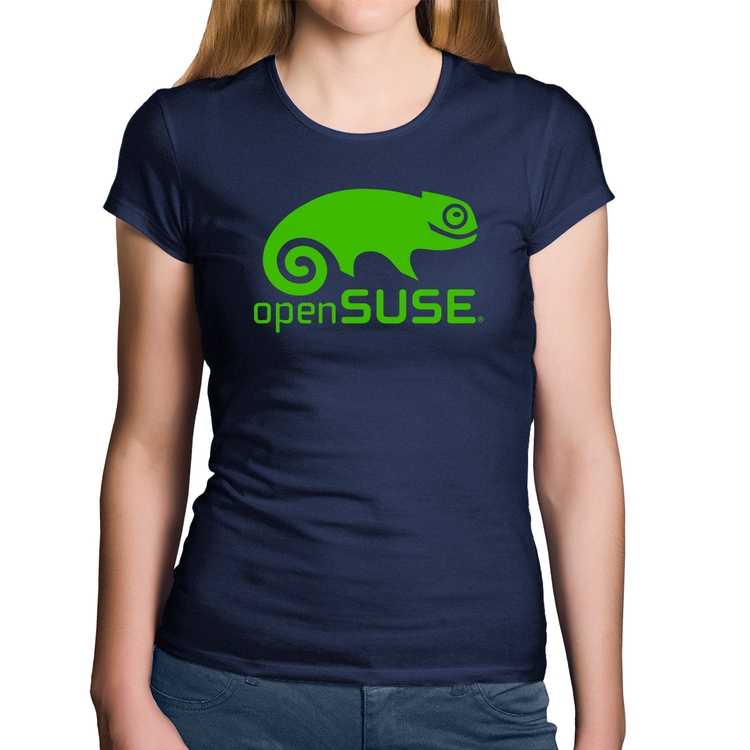 Baby Look Algodão openSUSE Linux Logo - Marinho