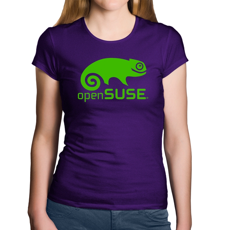 Baby Look Algodão openSUSE Linux Logo - Roxa