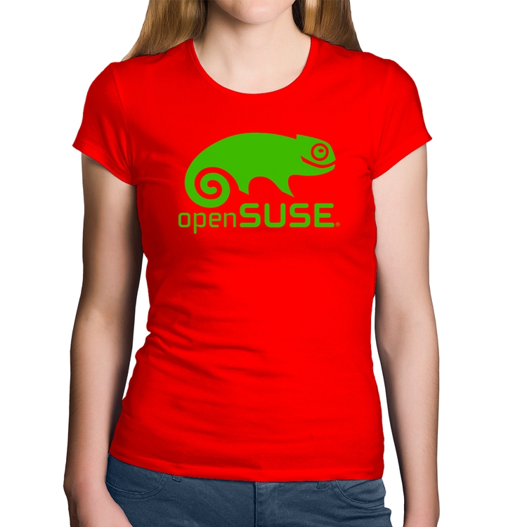 Baby Look Algodão openSUSE Linux Logo - Vermelha