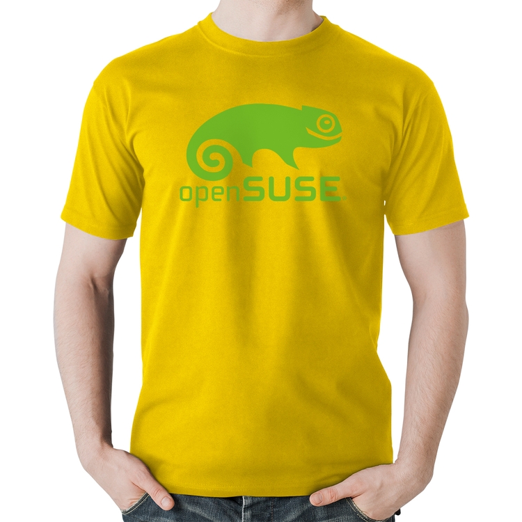 Camiseta Algodão openSUSE Linux Logo - Amarela