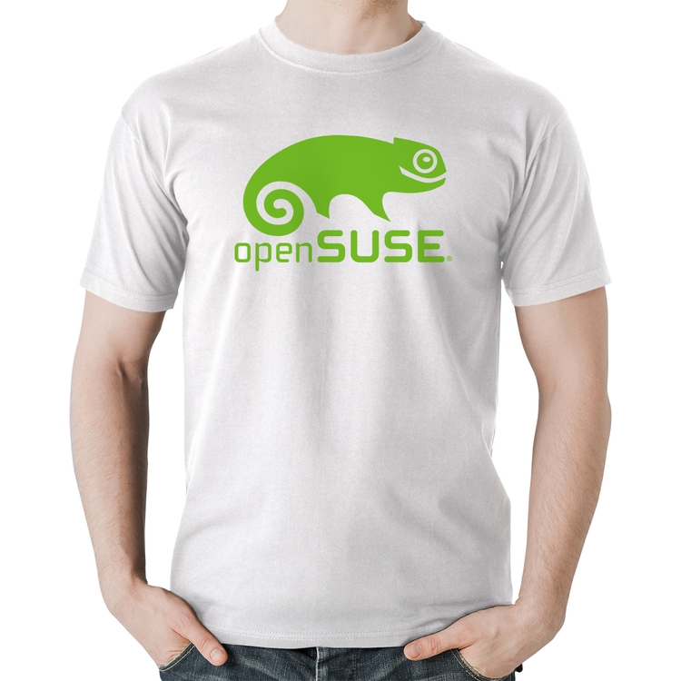 Camiseta Algodão openSUSE Linux Logo - Branca