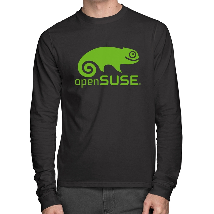Camiseta Algodão openSUSE Linux Logo Manga Longa