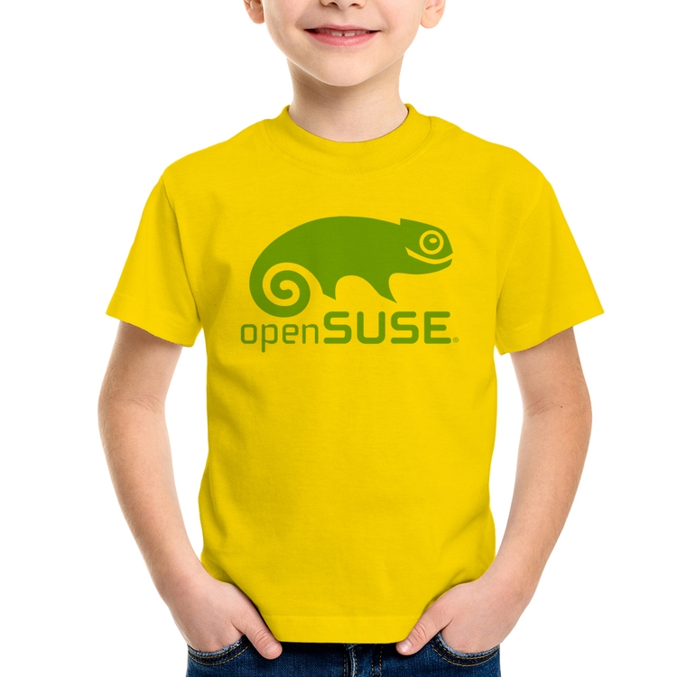 Camiseta Infantil openSUSE Linux Logo - Amarela