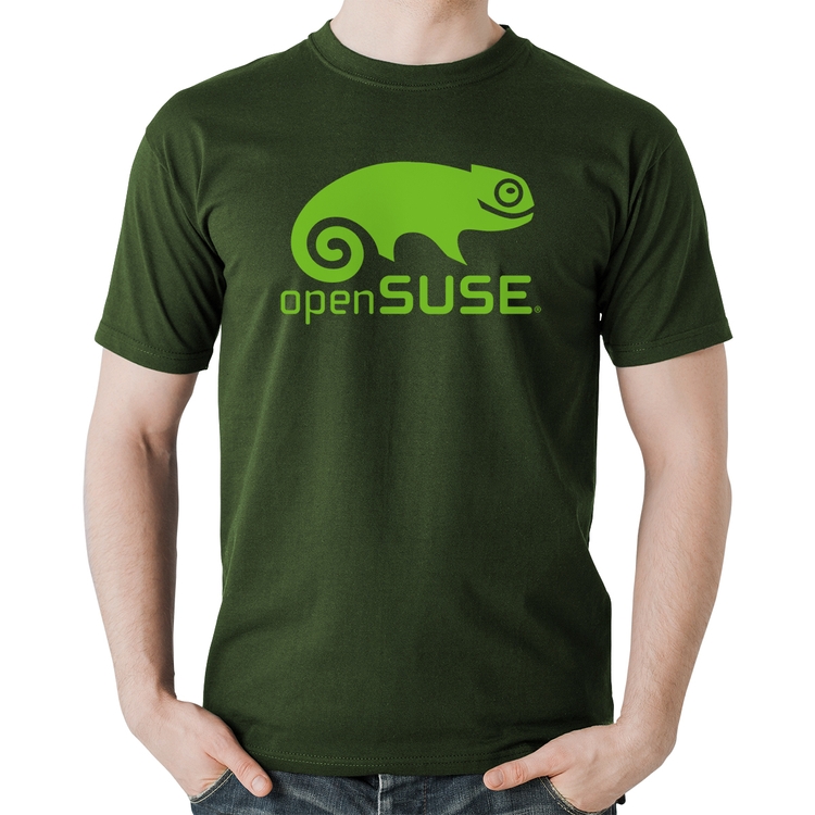 Camiseta Algodão openSUSE Linux Logo - Musgo