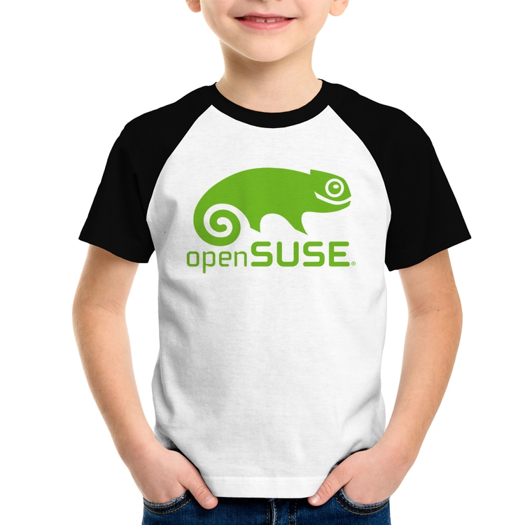 Camiseta Raglan Infantil openSUSE Linux Logo