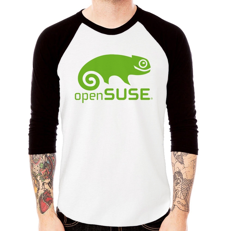 Camiseta Raglan openSUSE Linux Logo Manga 3/4