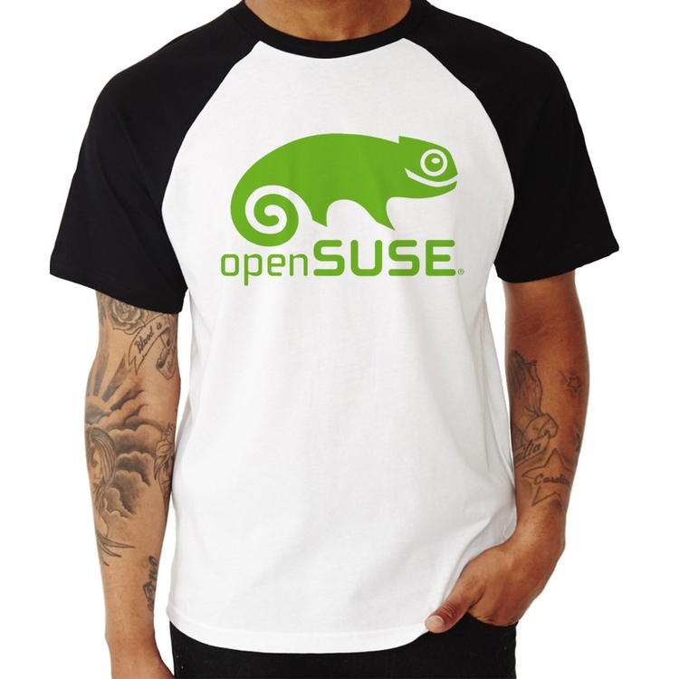 Camiseta Raglan openSUSE Linux Logo