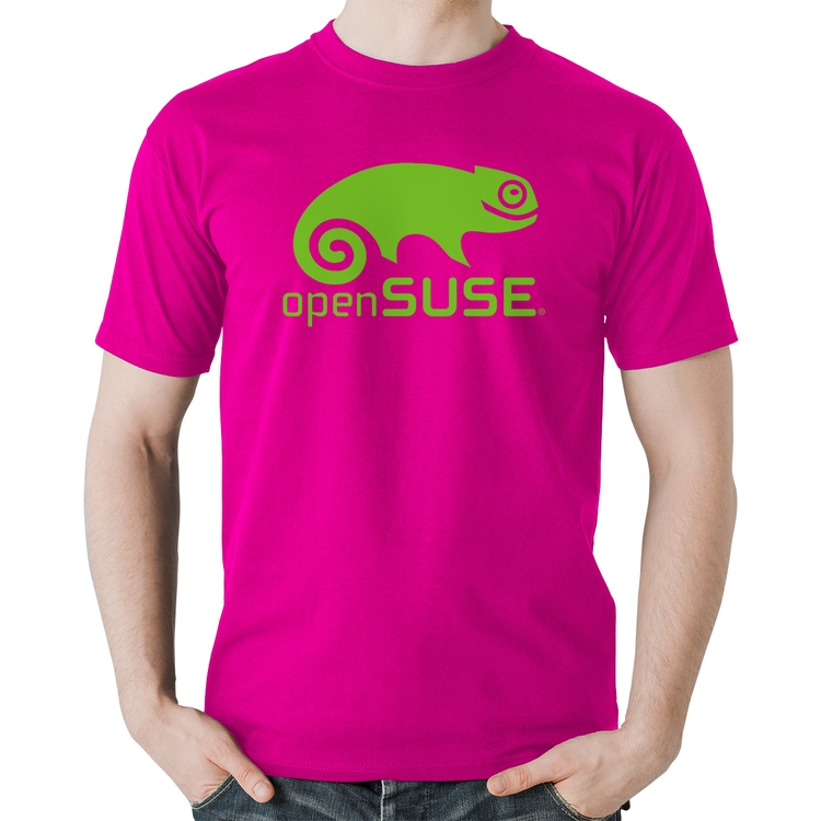 Camiseta Algodão openSUSE Linux Logo - Rosa