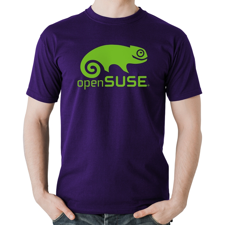 Camiseta Algodão openSUSE Linux Logo - Roxa