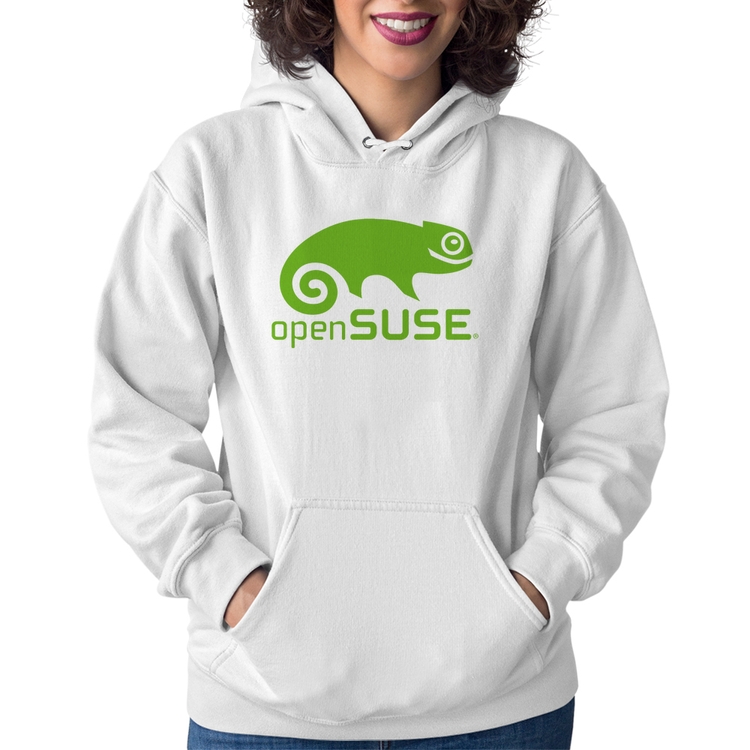 Moletom Feminino openSUSE Linux Logo - Branco