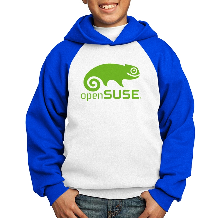 Moletom Infantil openSUSE Linux Logo - Branco/Azul