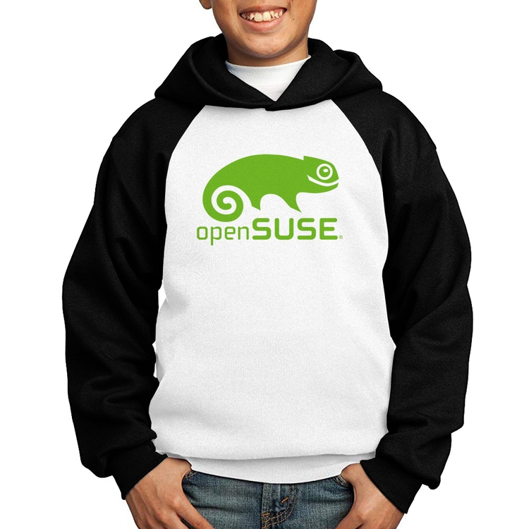 Moletom Infantil openSUSE Linux Logo - Branco/Preto