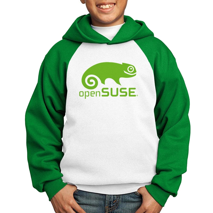 Moletom Infantil openSUSE Linux Logo - Branco/Verde