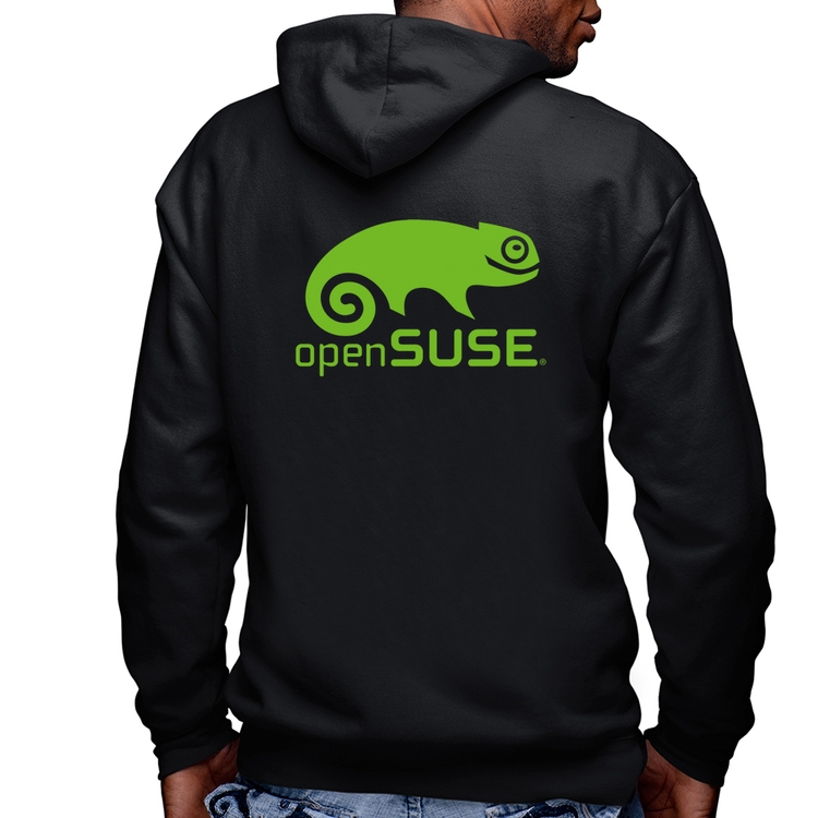 Blusa Moletom openSUSE Linux Logo Masculina com Capuz e Zíper