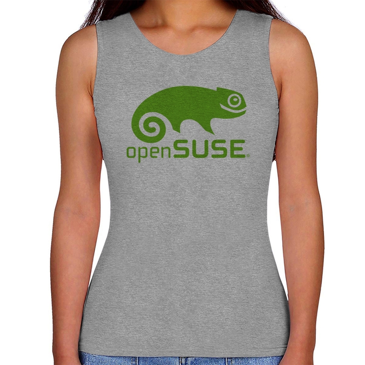 Regata Feminina openSUSE Linux Logo - Cinza
