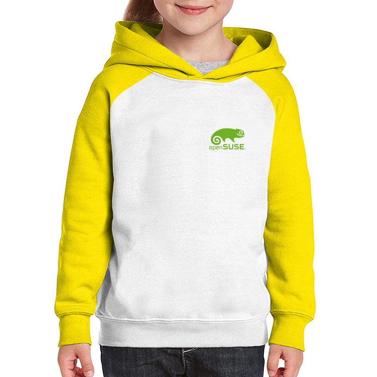 Moletom Infantil openSUSE Linux - Branco/Amarelo